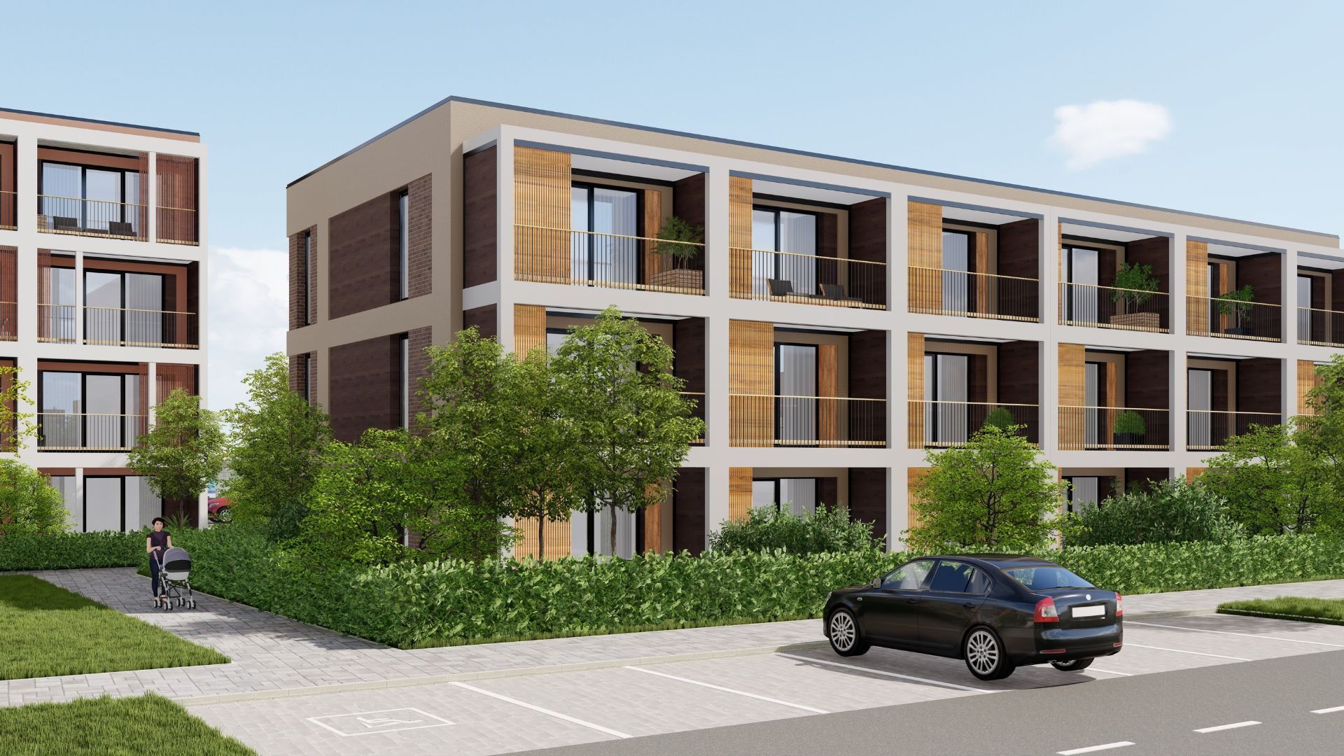 Bytový dům BD PavilonFLEX — pavlačový bytový dům, pohled 01