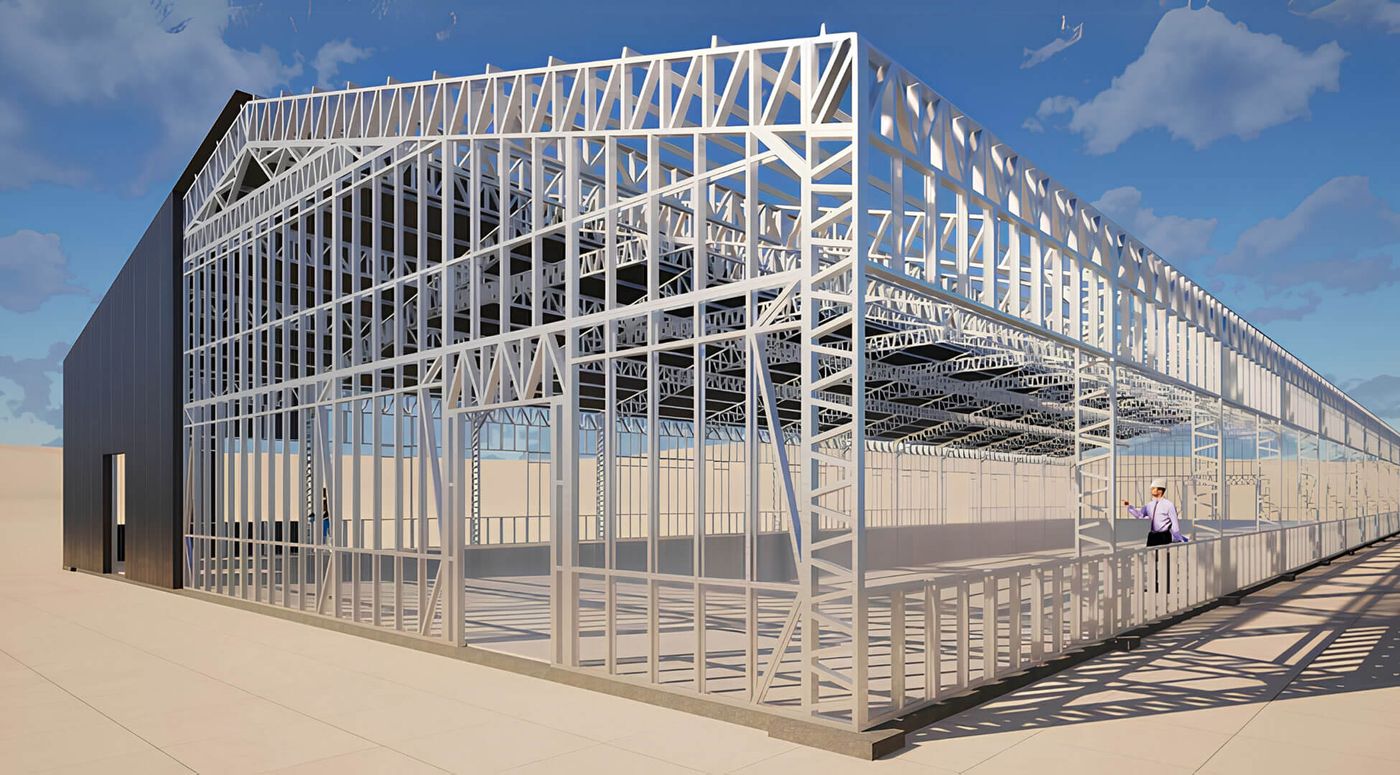 Vestavba do průmyslové haly — ocelová konstrukce LGSF